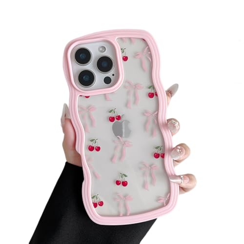 ZTOFERA for iPhone 15 Pro Case 6.1" with Cheery Bow Pattern,Peach Pink
