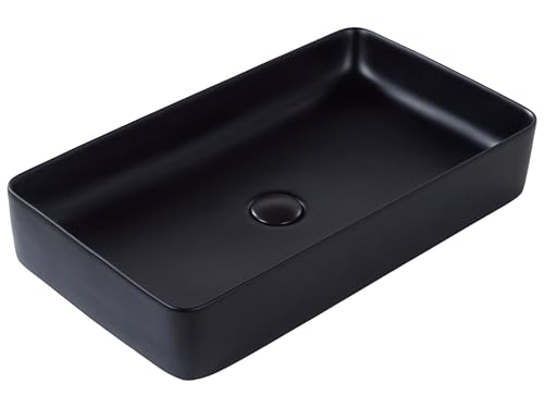 Aufsatzwaschbecken Keramik schwarz rechteckig 61x35 cm ohne Überlauf modern Ulua