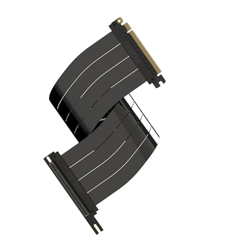 Image of LINKUP - AVA5 PCIE 5.0 Riser Cable (Open Box) [50cm (Total Length 54cm)] RTX5090 RX9070 GPU Ready | x16 128GB /s Speed | Compatible with PCIe 4.0 & WRX80 /WRX90E | Right Angle, Black
