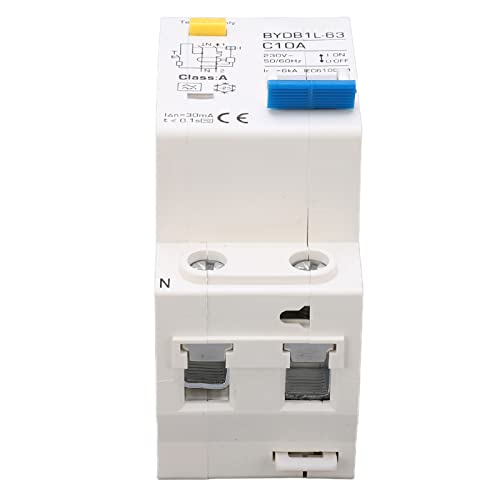 Buachois Fi Schutzschalter, AC 230V 30mA 10A 1P+N Leitungsschutzschalter A Typ C10 Einpolig Hutschiene Leistungsschalter Auslaufschutz Überlastschutz Schutzschalter Fehlerstromschutz FI/LS Schalter