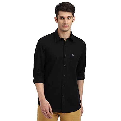 Image of Arrow Solid Slim Fit Mens Casual Shirts - 100% Cotton, Breathable & Comfortable, Full Sleeves Shirt for Men
