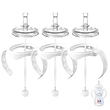 Straw Transition Sippy Cup Conversion Kit for Dr Brown Wide Mouth Baby Bottles, Soft Straw top and Weighted Sippy Cup Kit with Handles, Set of 3