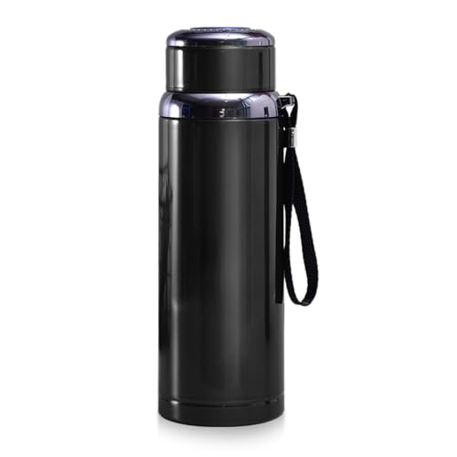 Opiniones de Termo negro que puedes comprar esta semana. 44 Termo de Acero Inoxidable 316, Botella 1000ml de Agua Termo, Doble Pared y Tapa Hermética Antigoteo, con Asa para Transportar (Negro)