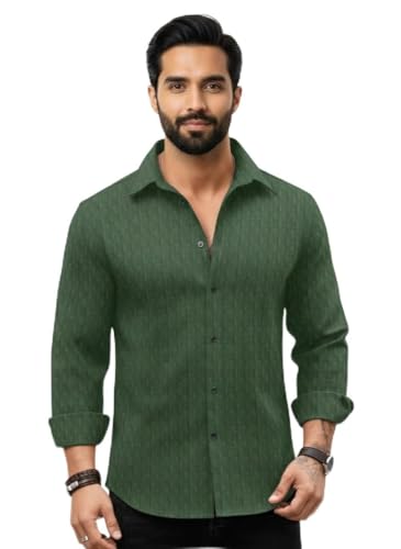 Image of Amazon Brand - INKAST Men's Regular Fit Button Down Dress Shirts Textured Long Sleeve Casual Hawaiian Shirt