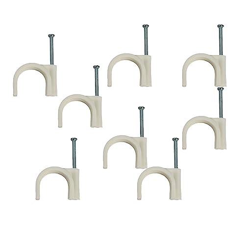White Round Cable Clips with Fixing Nail K-Type 50pcs (25mm) - Image 4