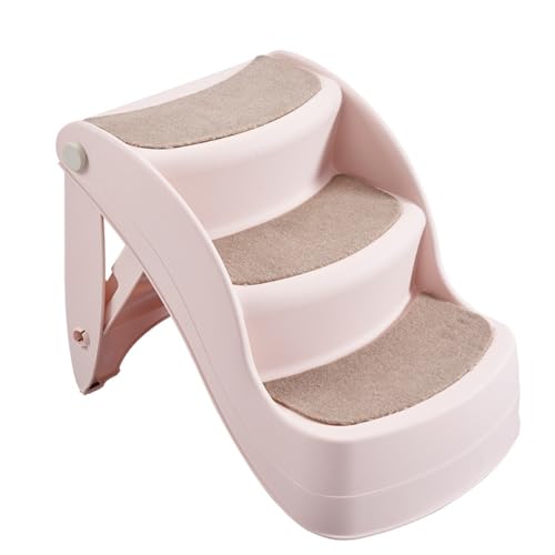 CYWOPVEQベーシック ペット用 折り畳み式ステップ 3階段 犬 階段 ステップ ドッグステップ 犬 スロープ 安定性 小型犬適用 (オフホワイト)