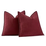 MIULEE Pack of 2 Christmas Burgundy Decorative Pillow Covers 20x20 Inch Soft Chenille Luxurious Couch Throw Pillows Farmhouse Cushion Covers with Elegant Design for Sofa Bedroom Living Room Decor