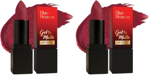Image of Blue Heaven Get Matte Lipstick | Soft Matte Finish and Lightweight Formula | Intense Pigment | Long-Lasting Lipsticks For Women | 103R | 4gm (Pack of 2)
