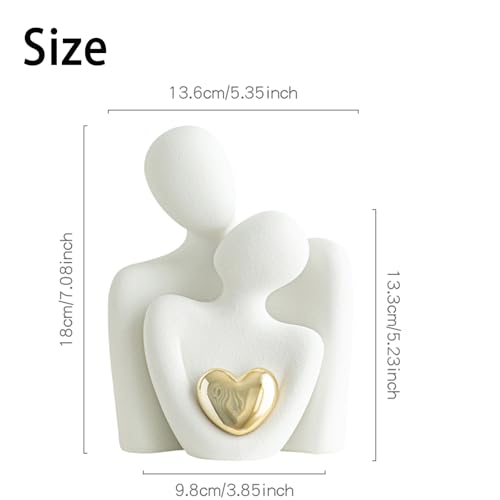 Ceramic Couple Statue - Modern Shelf Decor Knick Knacks for Shelves, Valentine's Day Wedding Gifts, Home Decor for Living Room, Bedroom, Bookshelf & TV Stand (L) - Image 3