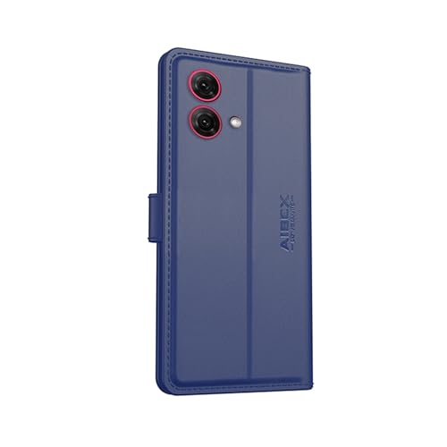 Image of AIBEX Compatible for Motorola G84 5G Flip Cover Leather Finish with Magnatic Closure | Inside TPU with Card Pockets | Wallet Stand | Complete Protection Flip Case -Blue