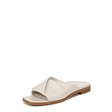 Vionic Women's Poppy Miramar Slide Comfortable Flat Sandals- Supportive Dressy Sandals Comfort Shoes Cream White Nappa Leather 6 Medium