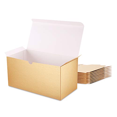 MALICPLUS 10 Gift Boxes 9x4.5x4.5 Inches Premium Gift Boxes Bridesmaid Proposal Boxes, Paper Gold Gift Boxes with Lids for Light Weight Gifts, Crafting, Cupcake Boxes, Grass Texture Gold