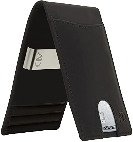 Access Denied Real Leather Wallets For Men - Money Clip Bifold Wallet RFID Front Pocket Thin Minimalist Mens Wallet Credit Card Holder