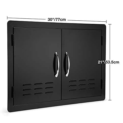 Stanbroil Outdoor Kitchen Doors Bbq Access Door 30" W X 21" H - Wall Construction Double Door Flush Mount For Bbq Island, Grilling Station, Outside Cabinet - Black #TOP1