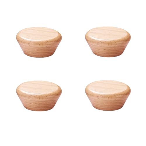 食器棚用木製ハンドル 4個 フラット ラウンド ソリッドウッド ハンドル 引き出し ワードローブ ドア キャビネット ラウンド シングルホール ログドアハンドル 8cm ブラックウォールナット(ブナ、10.5cm)