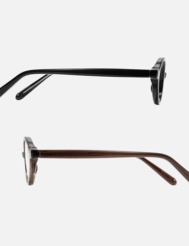 Image of Slocyclub 2pack Oval Blue Light Blocking Glasses for Women Men, Small 90s Retro Oval Frame Bluelight Glasses for Gaming /Computer /Screen(Black and Crystal Smoky Brown)