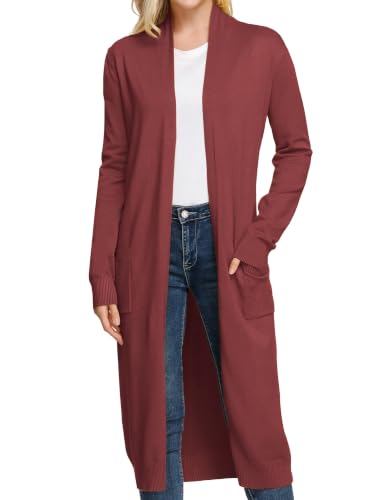 Image of GRACE KARIN Essential Solid Open Front Maxi Long Knitted Cardigan Sweater for Women