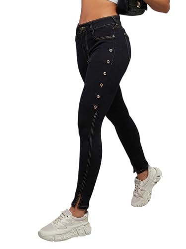 Image of Dolce Crudo Women's Skinny High Rise Bleached Cropped Stretchable Denim Jeans