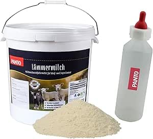 PANTO Lämmermilch Milchersatz 10kg & Aufzuchtflasche 500ml Bundle Milchaustauscher für Schaflämmer & Ziegenlämmer inklusive hochwertige & langlebige Aufzucht-Lämmermilchflasche
