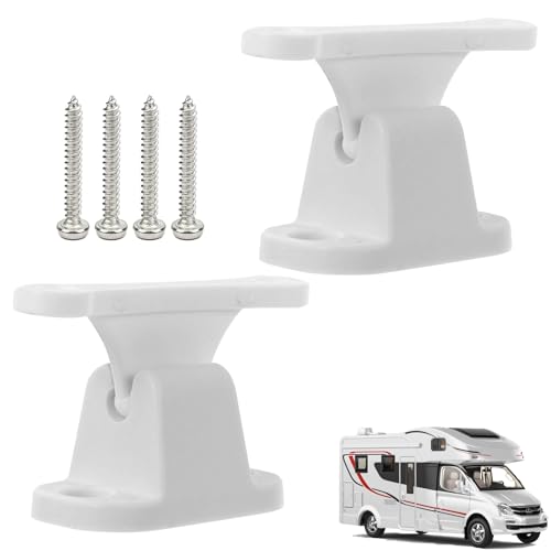 2 Pieza Cierre de Puerta para Caravana, Retenedor Puerta Caravana 35 mm y 48 mm de Espacio Entre Agujeros Retenedor Puerta Autocaravana Accesorios para Autocaravana Armarios (Tornillos incluidos)