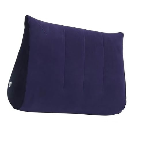 Image of Blow up Cushion Wedge Pillow Compact Lightweight Multipurpose Triangle Shape Dark Blue