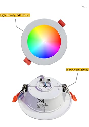 Image of MVL 10 Watt 7 in 1 Multicolour Ceiling Downlight Led Light (Red /Pink /Blue /Yellow /Violet /Green /Sky Blue /White) Pack of 2