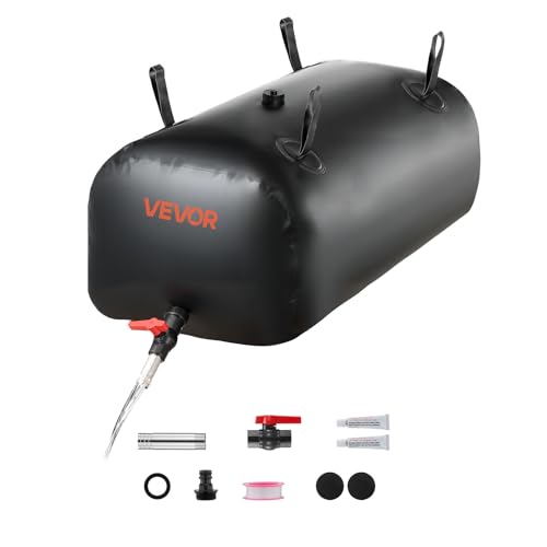 VEVOR Wasserspeicherblase 113 L Wassersack mit Wasserhahn Faltbarer & Tragbarer Wasserbeutel aus 1000D PVC Wasserspeicher für Bewässerungssystem Trockenheitsresistenz & Katastrophenfälle Schwarz
