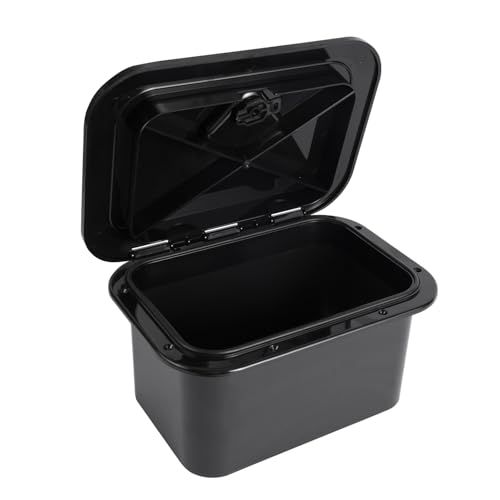 Xztrdi Marine Deck Storage Box with Lock Boat Hatch with Gasket Seal Rotating Latch Tool & Fishing Tackle Organizer for Yacht & Boat Black