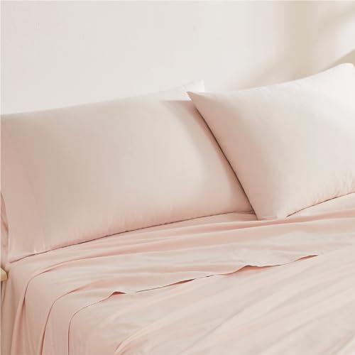Image of Linen Closet Luxury Cotton 144 Thread Count Organic Cotton Standard Pillowcases, Set of 2, Light Pink
