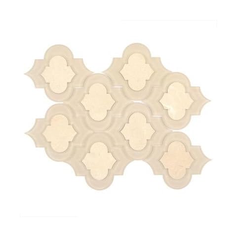 Crema Marfil Marble and Glass Mix Arabesque Tile Cover