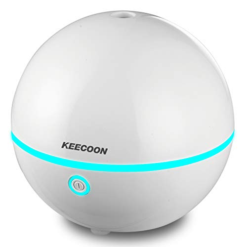 KEECOON 加湿器 アロマディフューザー 卓上 超音波 車載 ミニ 6色変換 呼吸ランプ 呼吸訓練モード ナイトライト お手入れ簡単 球体 保護装置 空焚き防止機能 給水提示