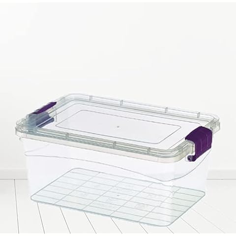 Plastic Storage Box Boxes Lid Food Container Home Office Box Lockable Stackable (30L) Cover