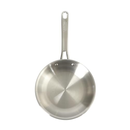Image of Sur La Table Kitchen Essentials Chef's Deck 8-Inch Stainless Steel Frying Pan - Induction Ready Skillet with Tri-Ply Base, Polished Finish & Hollow Stay-Cool Handle
