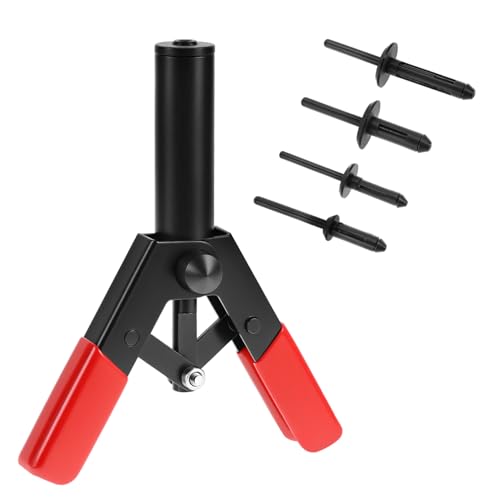 QWORK 41Pcs Poly Rivet Gun Set with Rivet Removal Tool Ergonomic Lightweight Design for All Plastic Rivets with 40 Polyoxymethylene Rivets