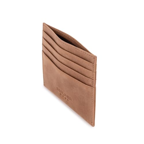 BERLINER BAGS Vintage Genuine Leather Card Wallet, RFID Blocking Card Holder, Front Pocket Wallets, Slim Wallet for Men and Women - Brown3
