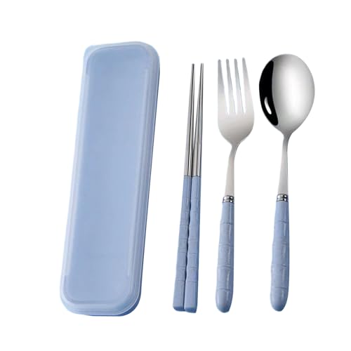 Utensilios de viaje | Cubiertos de acero inoxidable – Juego de cubiertos portátil | para casa, camping, boda, , picnic, universidad, dormitorio guardería