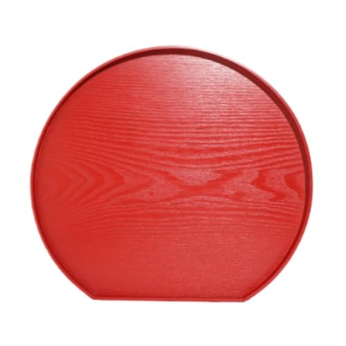 木のお皿 ウッドトレイ lisBaby 半月盆 お盆 トレー 36cm 木製 尺2寸 木目調 ランチョンマット 半月膳 おうちカフェ お正月 おもてなし ナチュラル シンプル おしゃれ北欧風 和室 洋風 漆器 滑らない 来客用 (赤色,36cm*33cm*