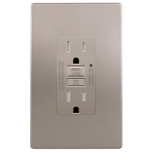 Image of LIDER GFCI Outlet 15Amp, GFCI Receptacle, ETL Listed, Matte Nickel | Tamper-Resistant, Ground Fault Protection, LED Indicator, No-False-Trip Performance, Screwless Wall Plate, Anti-Interference