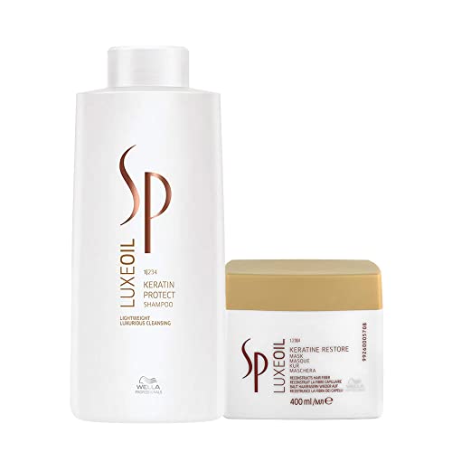 Wella SP Luxe Oil Conjunto de Champú Keratin Protect de 1000 ml + mascarilla Keratin Restore de 400 ml