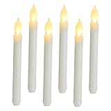 DIYEAH 6 Stück Geführte Elektronische Kerze Flammenlose Leuchter Flammenlose Batteriekerzen Batterie Lange Kerzen Flammenlose Kerzen Flameless Kerzen Geführte Leuchter Plastik Weiß