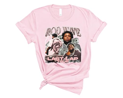 Rod Last LapT-Shirt, Rod. Wa.ve Tee,Hip Hop Concert Tour Shirt for Fans, Music Artist Graphic Tee, Rap Album Merch Clothing (PINK, YOUTH MEDIUM)