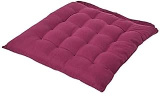 HOMESCAPES - Seat Pad - Blue - 40 x 40 cm - Indoor - Garden - Dining - Chair Cushion with a Button Tie Handle to fix to Chair - 100% Cotton - Well Filled - Easy Care - Washable At Home