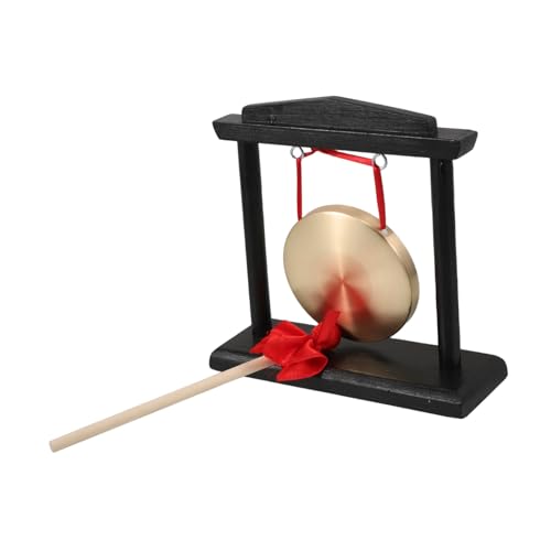 Batteur de gong d'opéra chinois traditionnel avec son support en bois