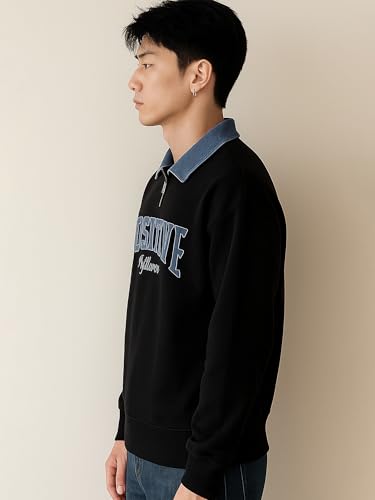 Image of Jump Cuts || Mens || Half Zipper || Printed || Polo Neck || Full Sleeve || Cotton Blend || T-Shirt