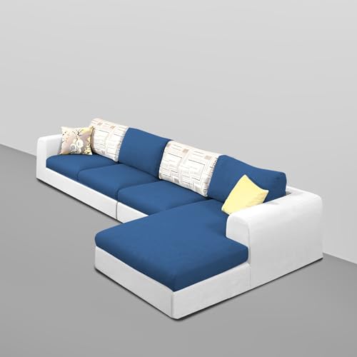 Image of Koza RHS 6 Seater L Shape Sofa Set for Living Room (Blue Grey Fabric) Premium Fabric Sofa