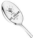 JCHCAMRY My Ice Cream Spoon Engraved Stainless Steel Spoon,Long Handle Coffee Ice Cream Scoops for Women Men Friends Ice Cream Lovers,Birthday Thanksgiving Graduation Housewarming Gifts
