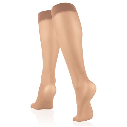 Image of Truform Sheer Compression Stockings, 8-15 mmHg, Women's Knee High Length, 20 Denier