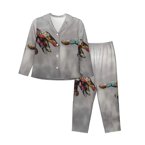 Pyjama graffiti femme ensemble manches longues pour des nuits douces