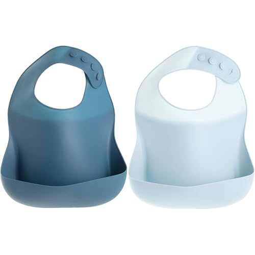 Silicone Baby Feeding Set, Silicone Soft Durable, Easy-to-Clean Feeding Bib & Spoons for Babies and Toddlers, Blue2