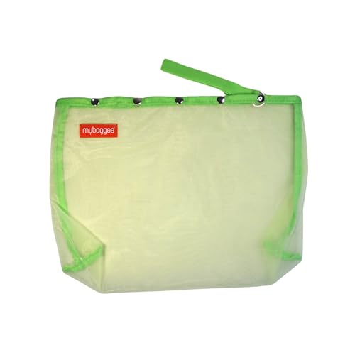 Image of Large 5 Snaps Mesh Travel Knitting Bag with Snap Opening, Lightweight Nylon Storage Pouch for Yarns, Needles and Accessories (Green)